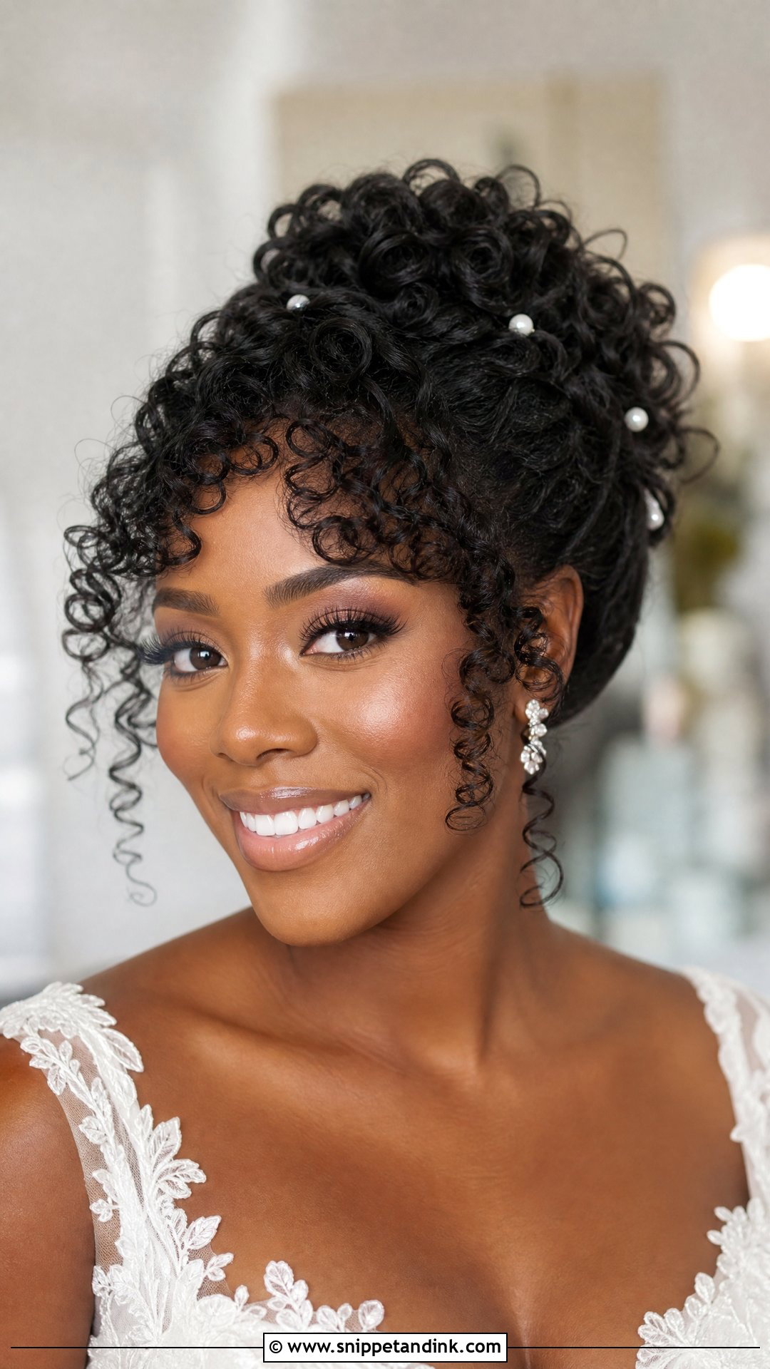 Bridal Fringe Curly Updo - Snippet and Ink - 15 Bridal Hair Fringe Ideas
