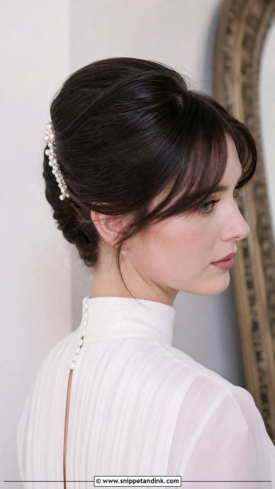 Bridal Fringe French Twist - Snippet and Ink - 15 Bridal Hair Fringe Ideas