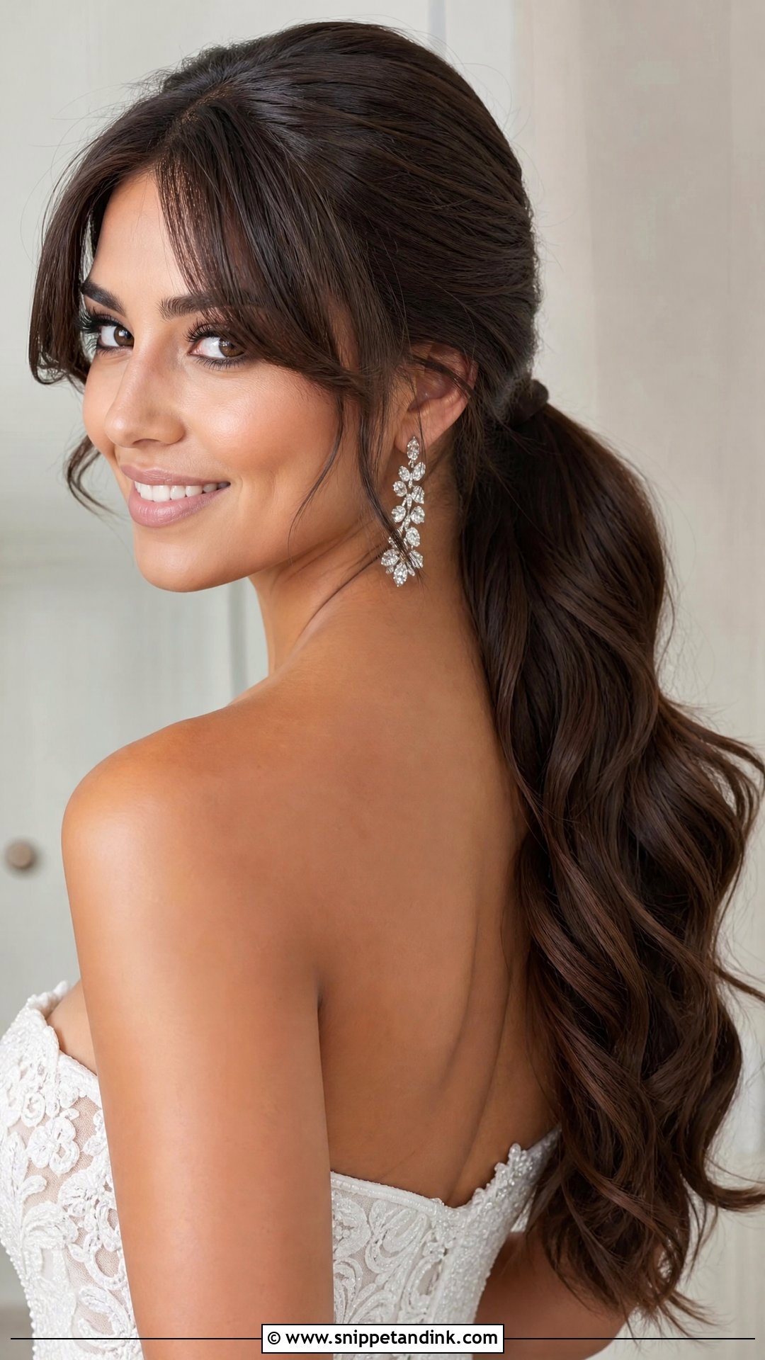 Bridal Fringe Ponytail - Snippet and Ink - 15 Bridal Hair Fringe Ideas