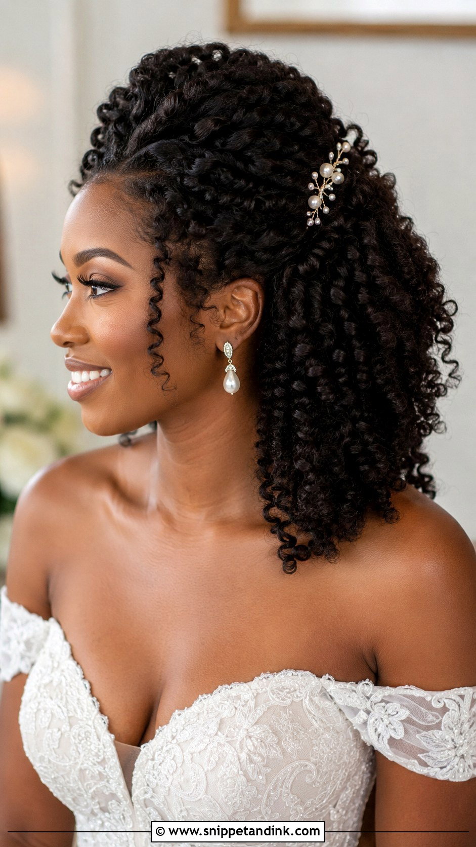 Bridal Front Natural Curly Half Up Hairstyle - Snippet and Ink - 20 Bridal Front Hairstyle Ideas