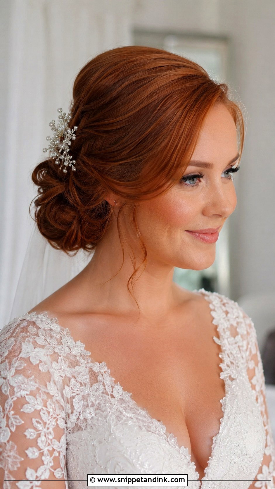 Bridal Front Side Part Chignon - Snippet and Ink - 20 Bridal Front Hairstyle Ideas
