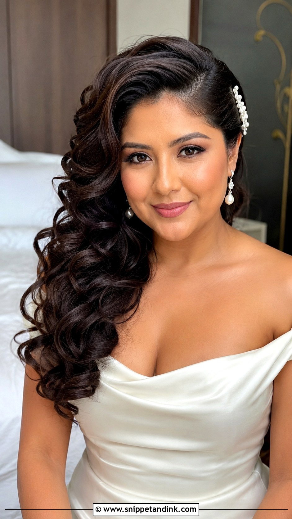 Bridal Front Side Swept Curls - Snippet and Ink - 20 Bridal Front Hairstyle Ideas