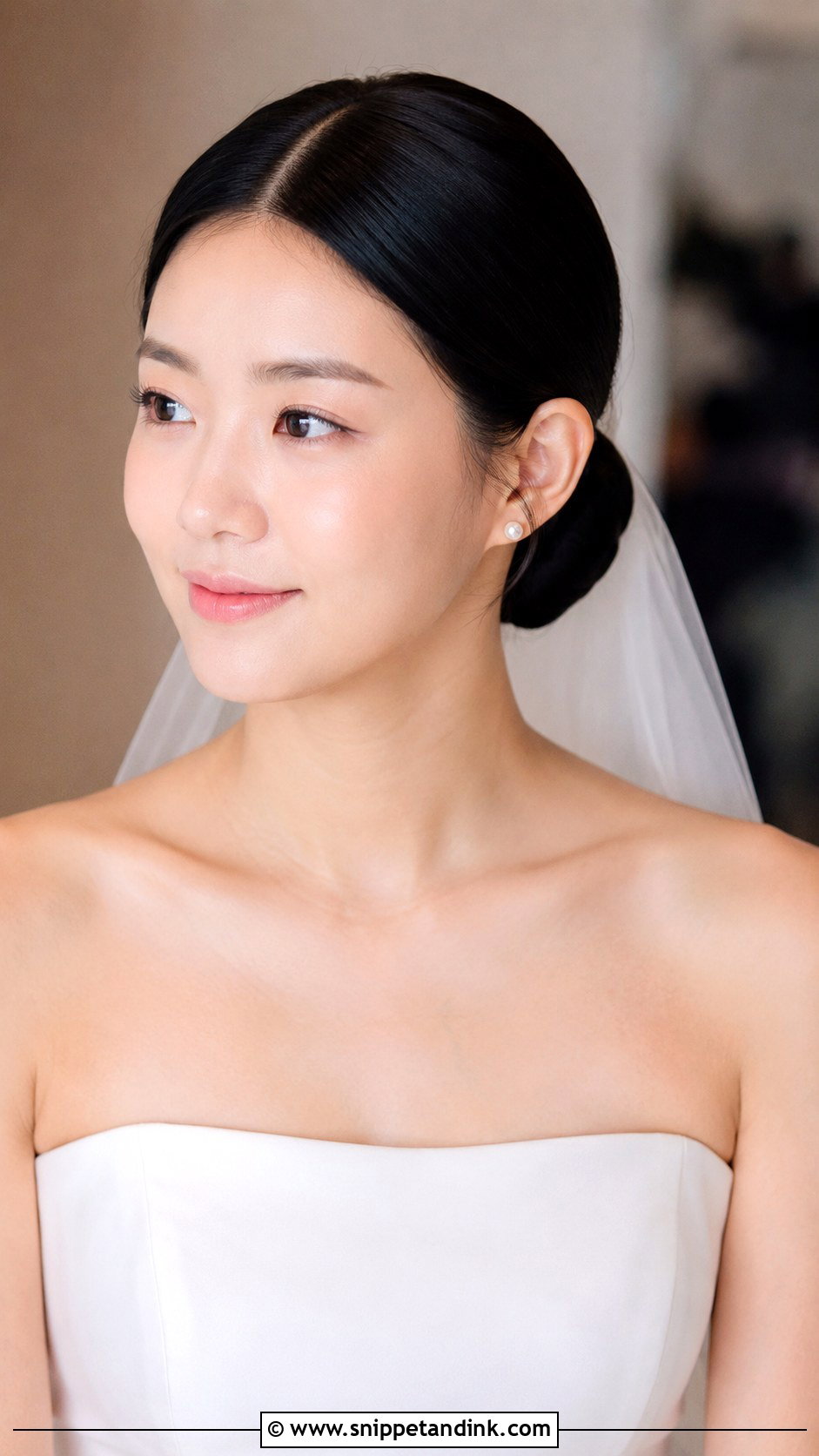 Bridal Front Sleek Low Bun - Snippet and Ink - 20 Bridal Front Hairstyle Ideas