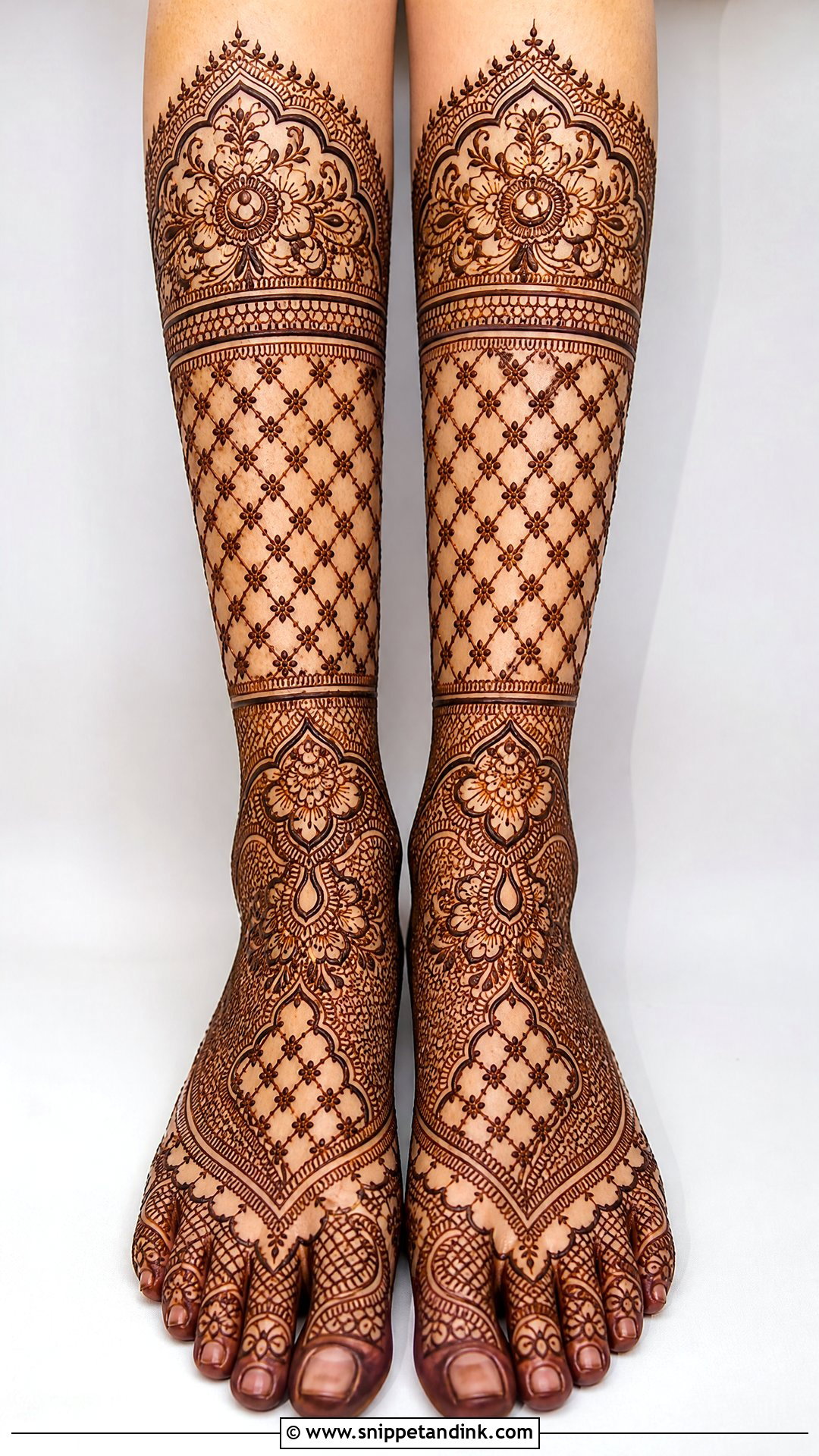 Bridal Full Leg Mehndi With Jaali - Snippet and Ink - 20 Bridal Full Leg Mehndi Designs