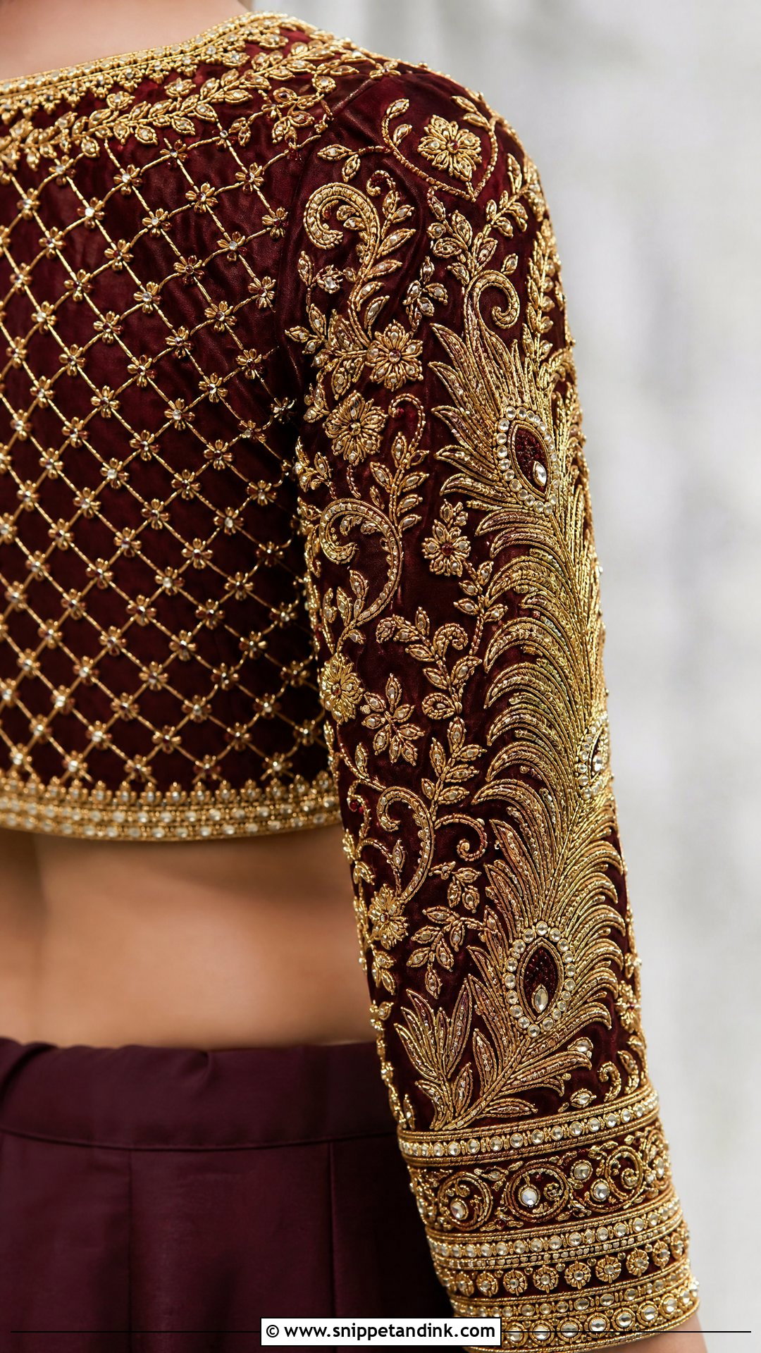 Bridal Full Sleeve Aari Work Blouse - Snippet and Ink - 25 Bridal Aari Work Ideas