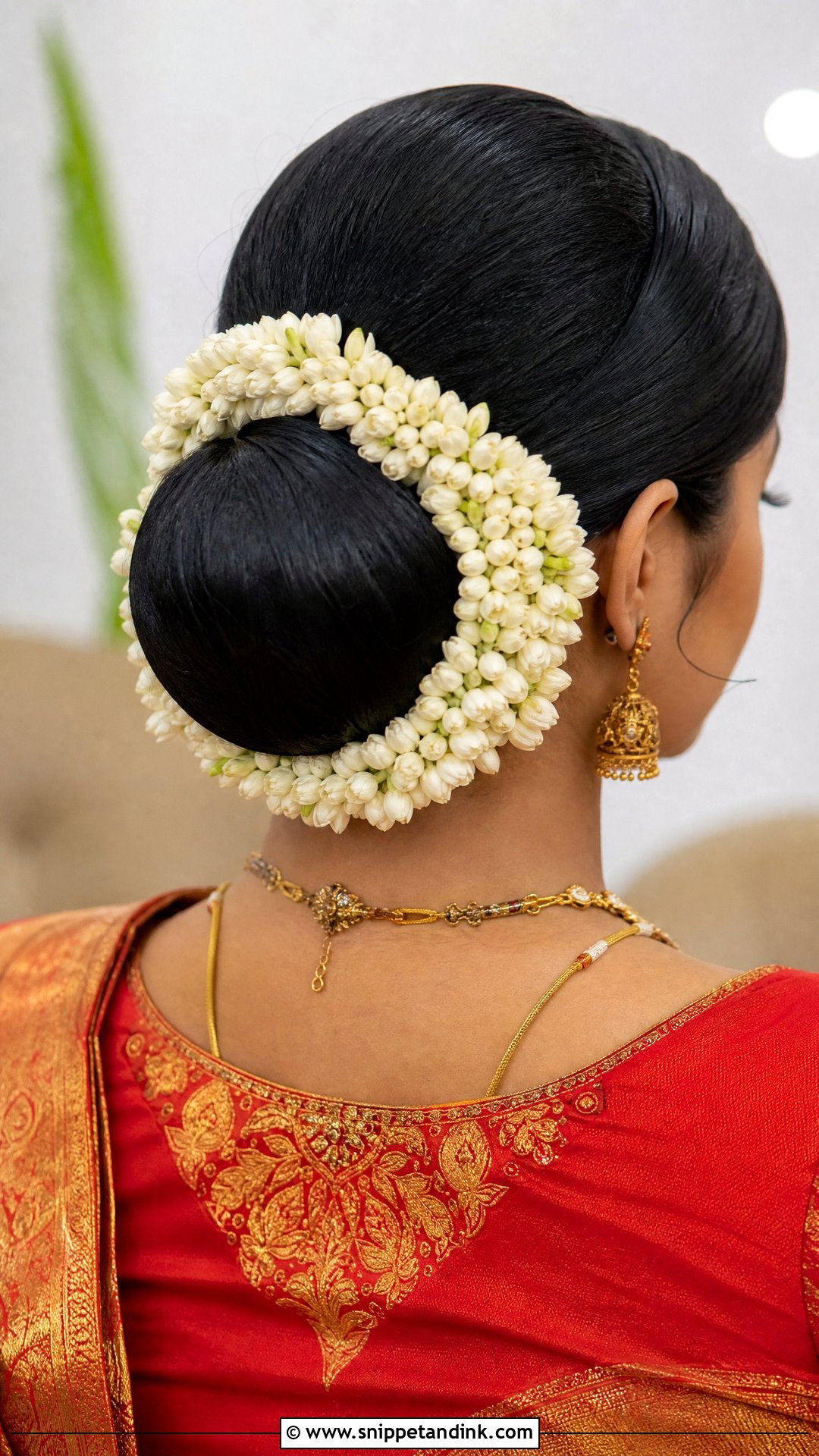 Bridal Gajra Bun - Snippet and Ink - 15 Bridal Gajra Hairstyle Ideas