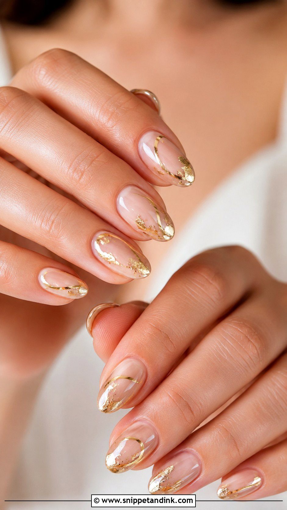 Bridal Gold Detail Nails - Snippet and Ink - 20 Bridal Nail Set Ideas