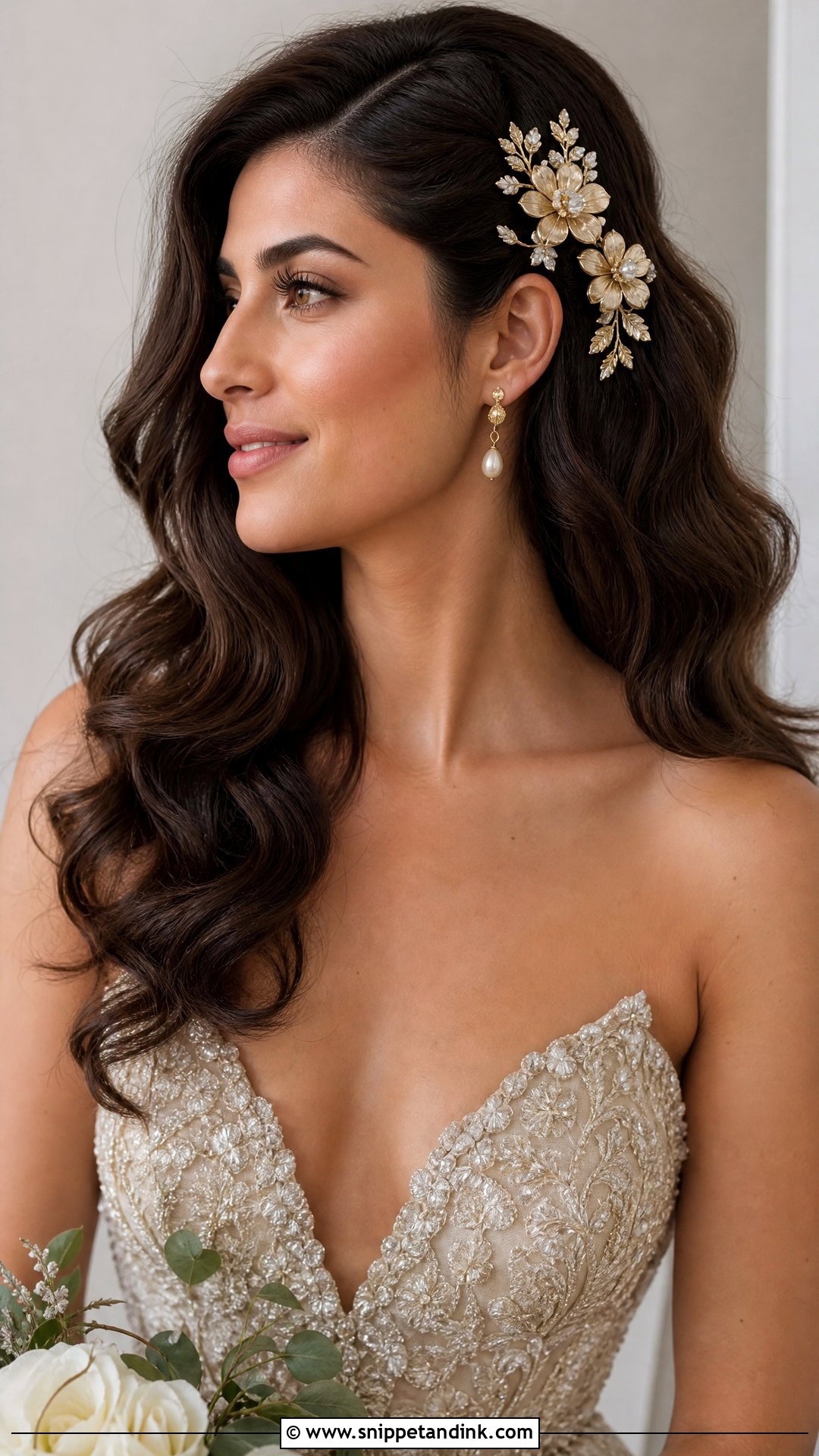 Bridal Gold Floral Hairpiece - Snippet and Ink - 15 Floral Hair Accessories Brides