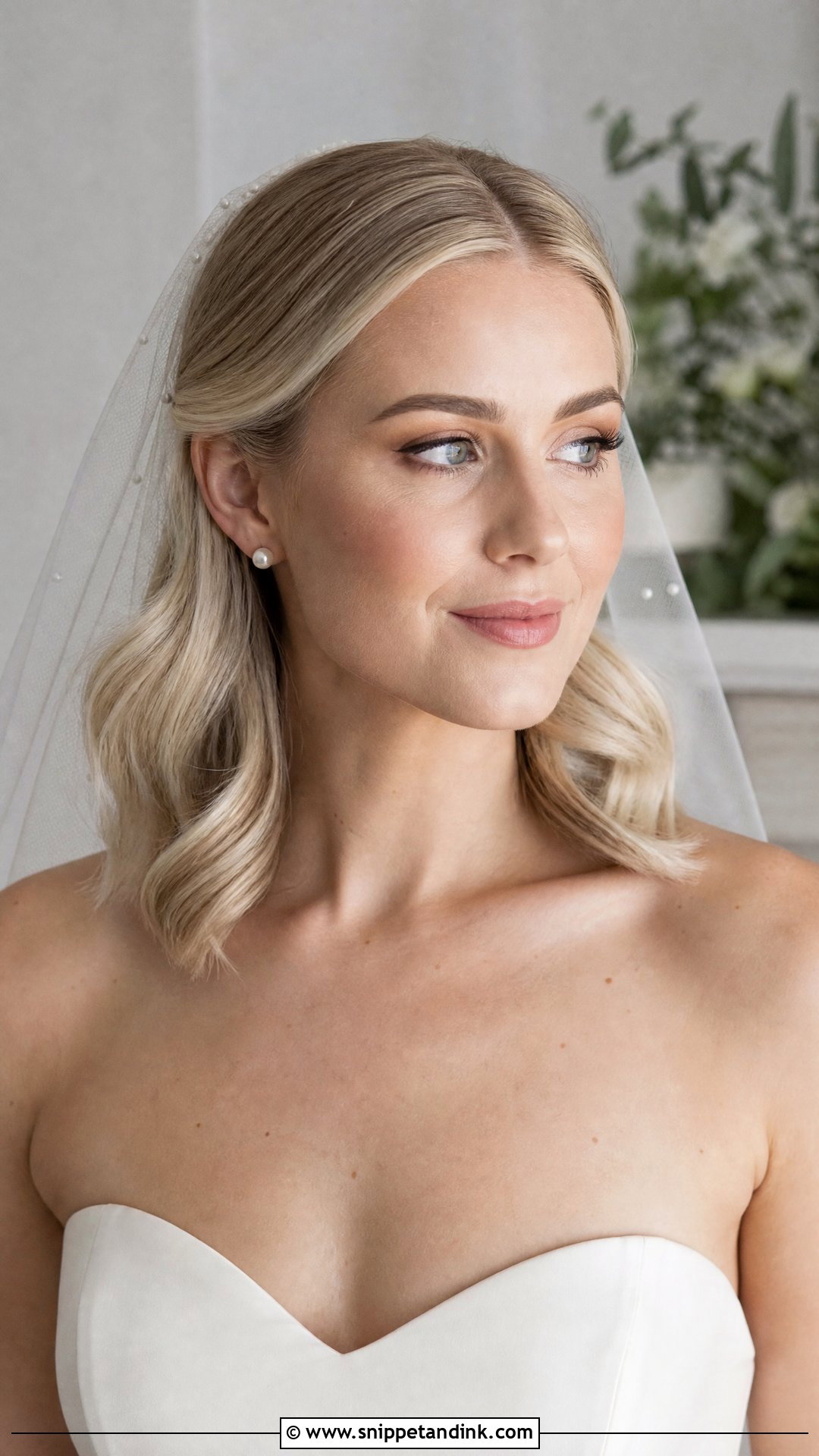 Bridal Hair Behind Ears With Lob Waves - Snippet and Ink - 15 Bridal Hair Behind Ears