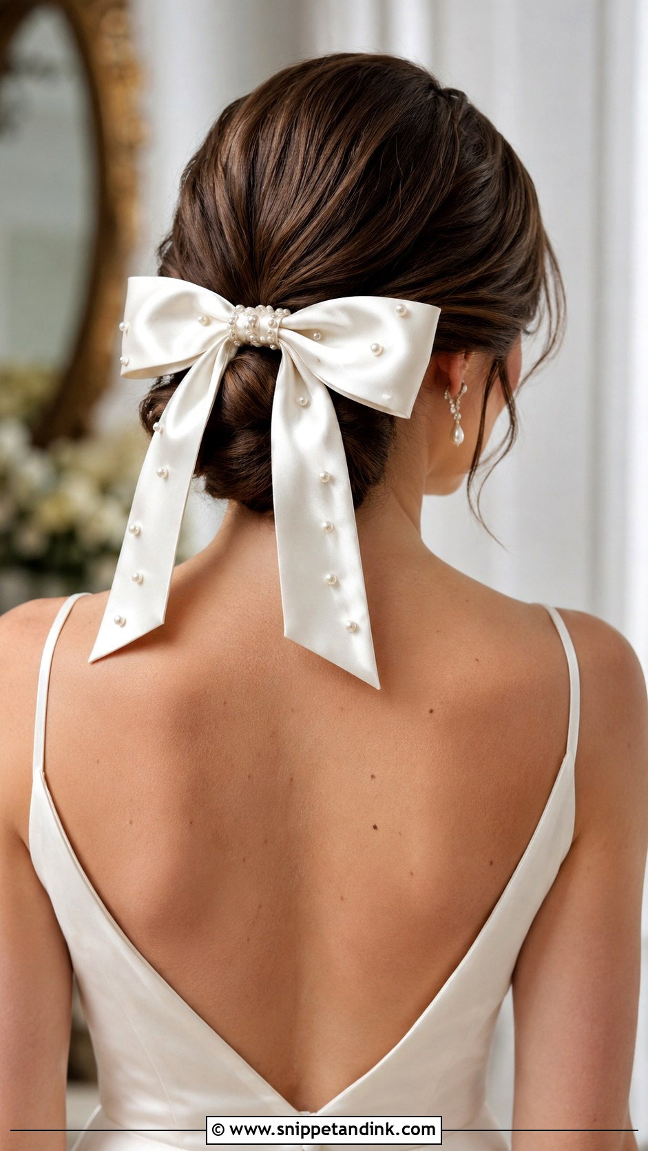 Bridal Hair Bow with Pearls - Snippet and Ink - 20 Wedding Hair Jewelry Ideas