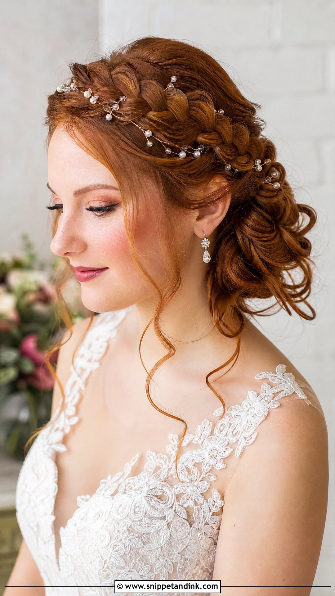 Bridal Hair Chain With Braided Crown - Snippet and Ink - 15 Bridal Hair Chain Ideas