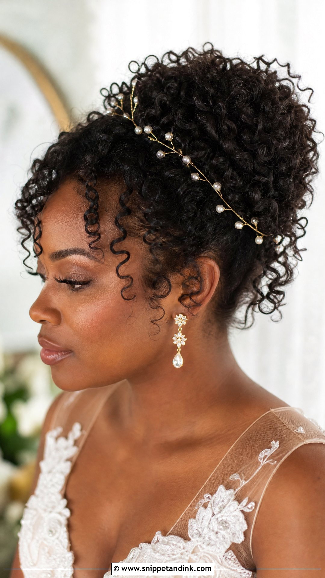 Bridal Hair Chain With Curly Updo - Snippet and Ink - 15 Bridal Hair Chain Ideas