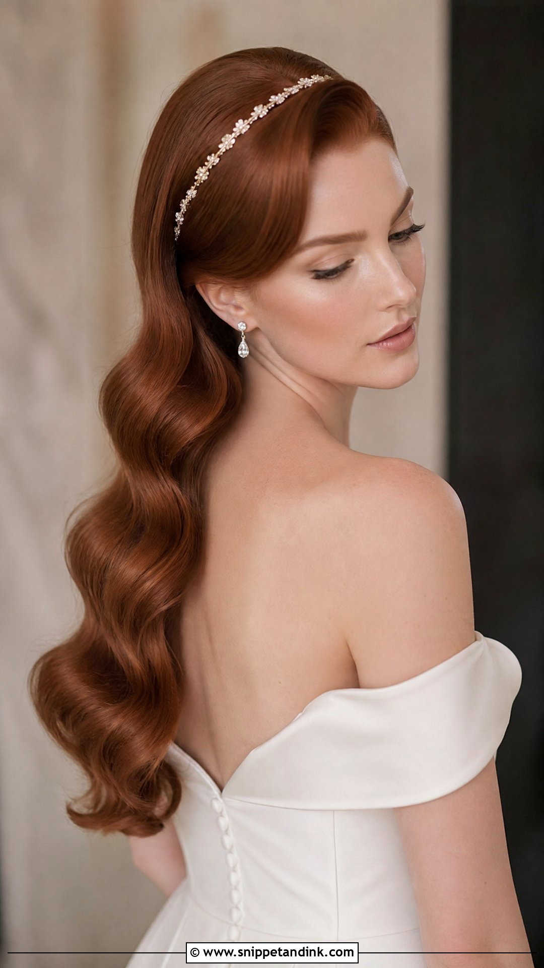Bridal Hair Chain With Hollywood Waves - Snippet and Ink - 15 Bridal Hair Chain Ideas