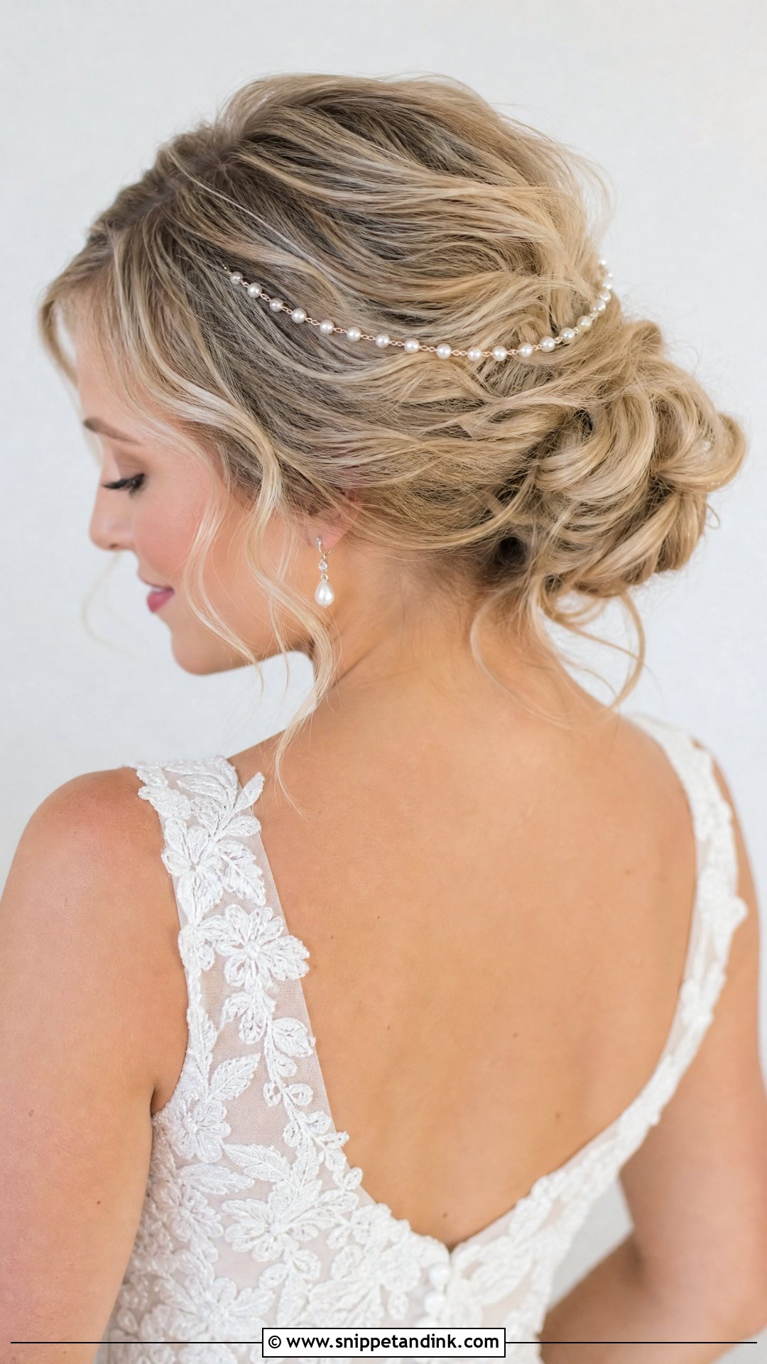 Bridal Hair Chain With Messy Chignon - Snippet and Ink - 15 Bridal Hair Chain Ideas