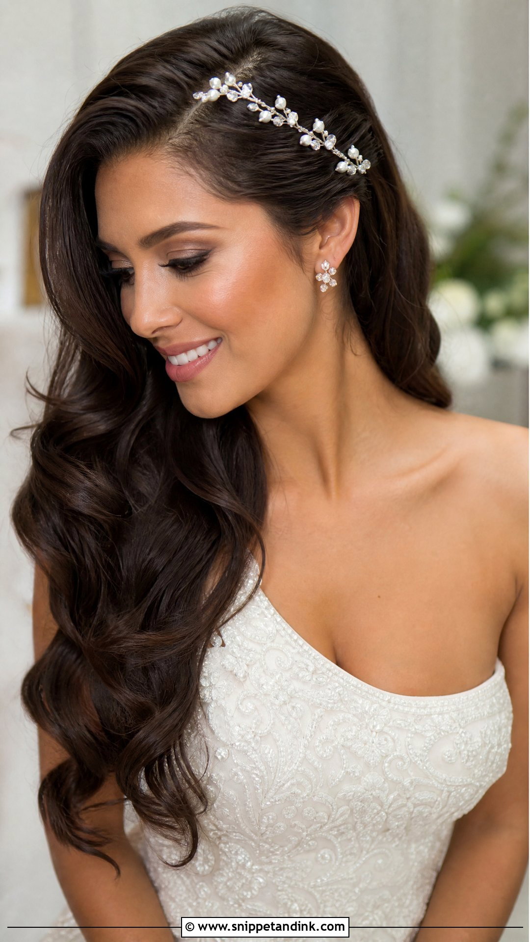 Bridal Hair Chain With Side Swept Hair - Snippet and Ink - 15 Bridal Hair Chain Ideas