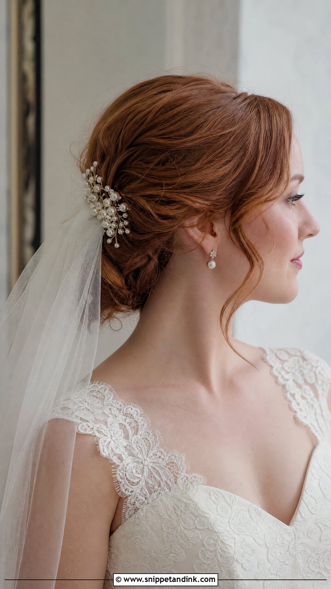 Bridal Hair Comb With Veil And Low Updo - Snippet and Ink - 15 Bridal Hair Combs