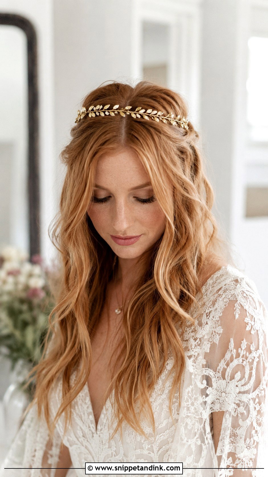 Bridal Hair Crown With Boho Waves - Snippet and Ink - 20 Bridal Hair Crown Ideas