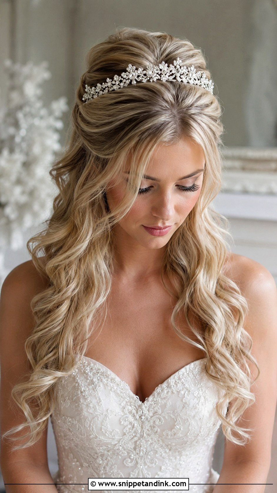 Bridal Hair Crown With Crystal Tiara - Snippet and Ink - 20 Bridal Hair Crown Ideas