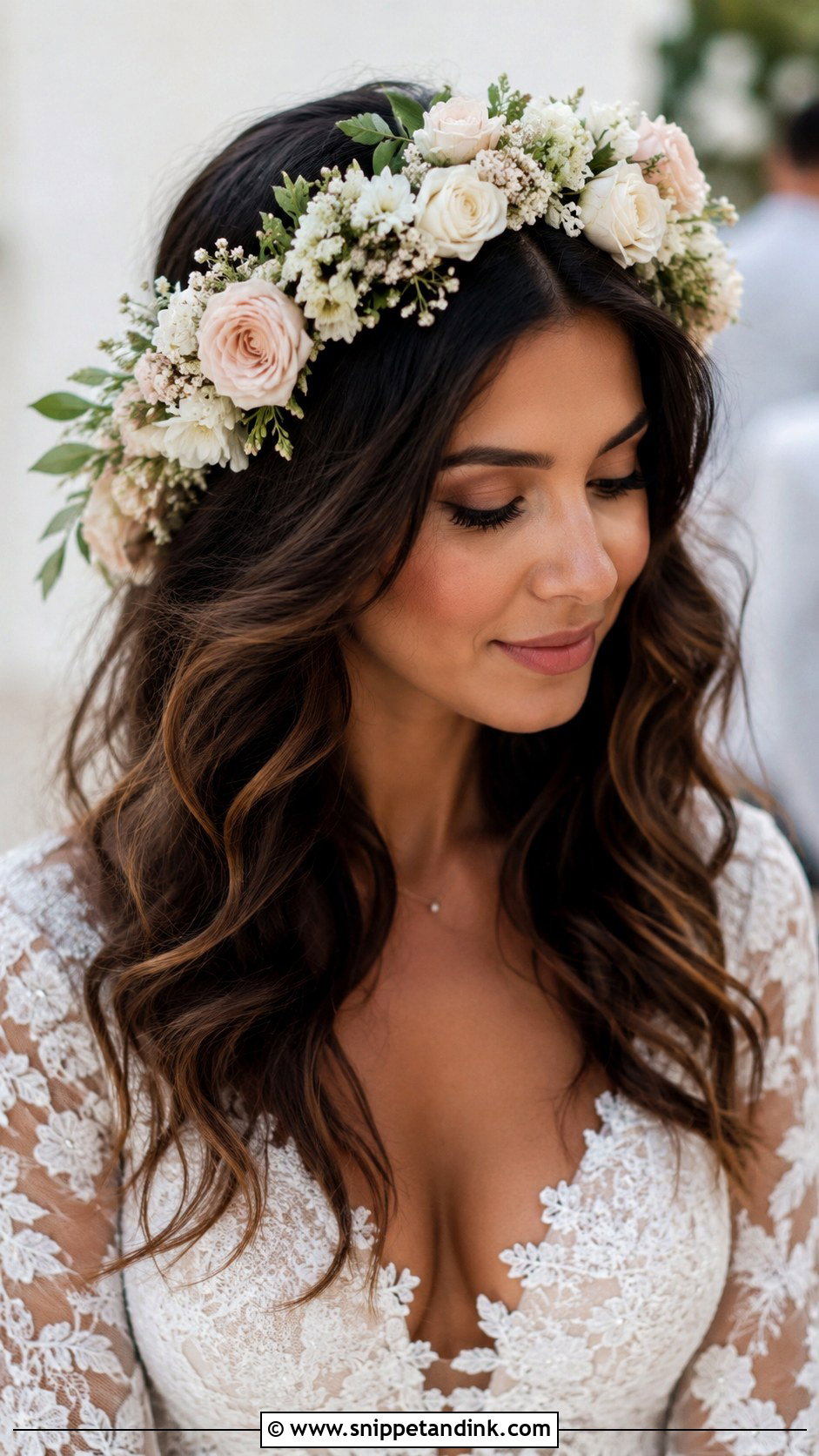 Bridal Hair Crown With Flower Crown - Snippet and Ink - 20 Bridal Hair Crown Ideas