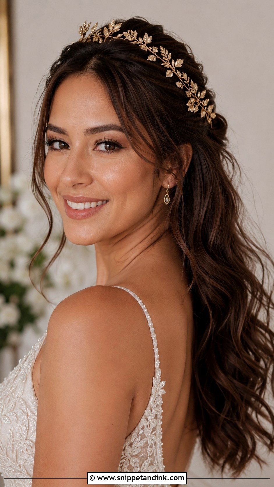Bridal Hair Crown With Gold Crown - Snippet and Ink - 20 Bridal Hair Crown Ideas