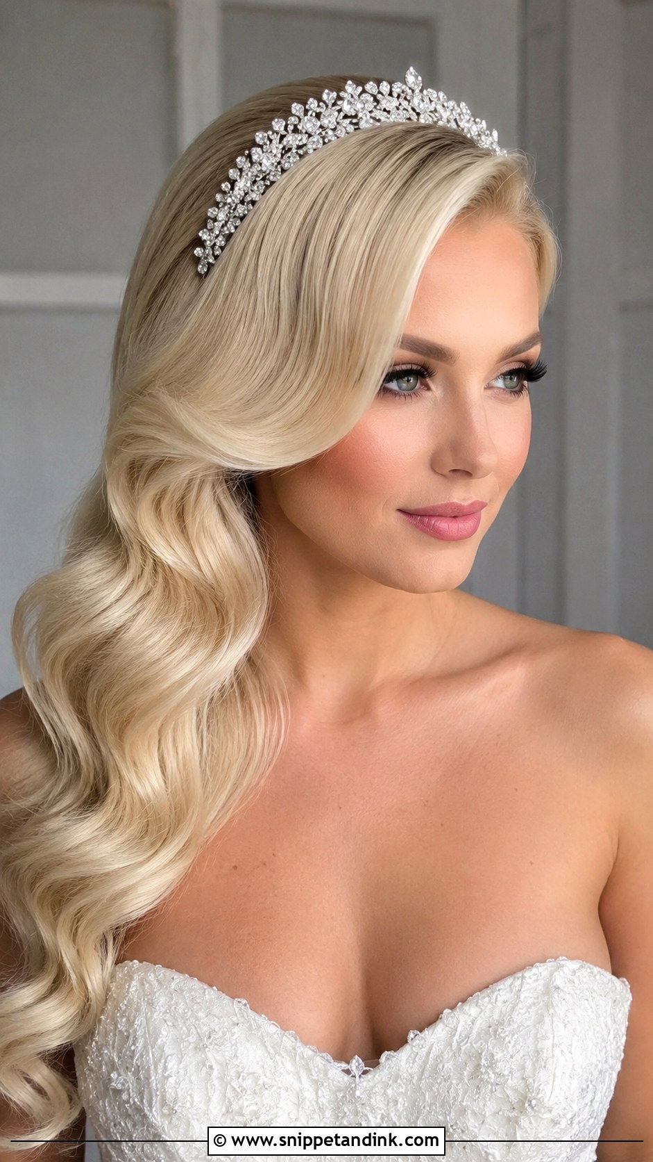 Bridal Hair Crown With Hollywood Waves - Snippet and Ink - 20 Bridal Hair Crown Ideas