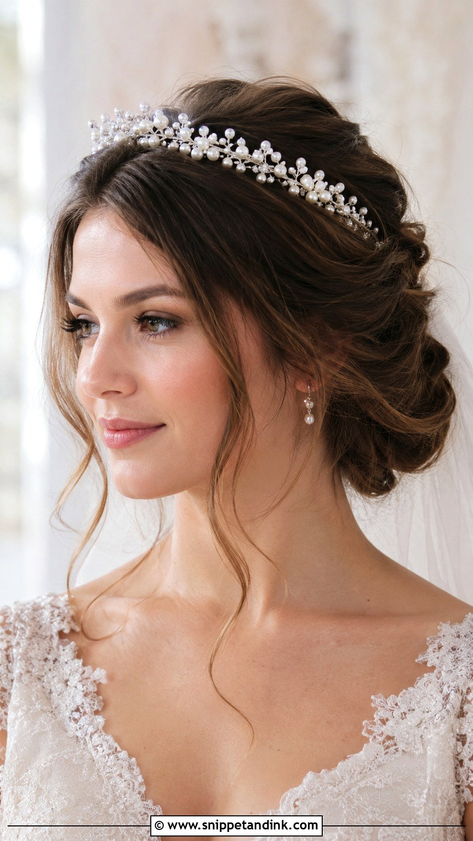 Bridal Hair Crown With Pearl Tiara - Snippet and Ink - 20 Bridal Hair Crown Ideas