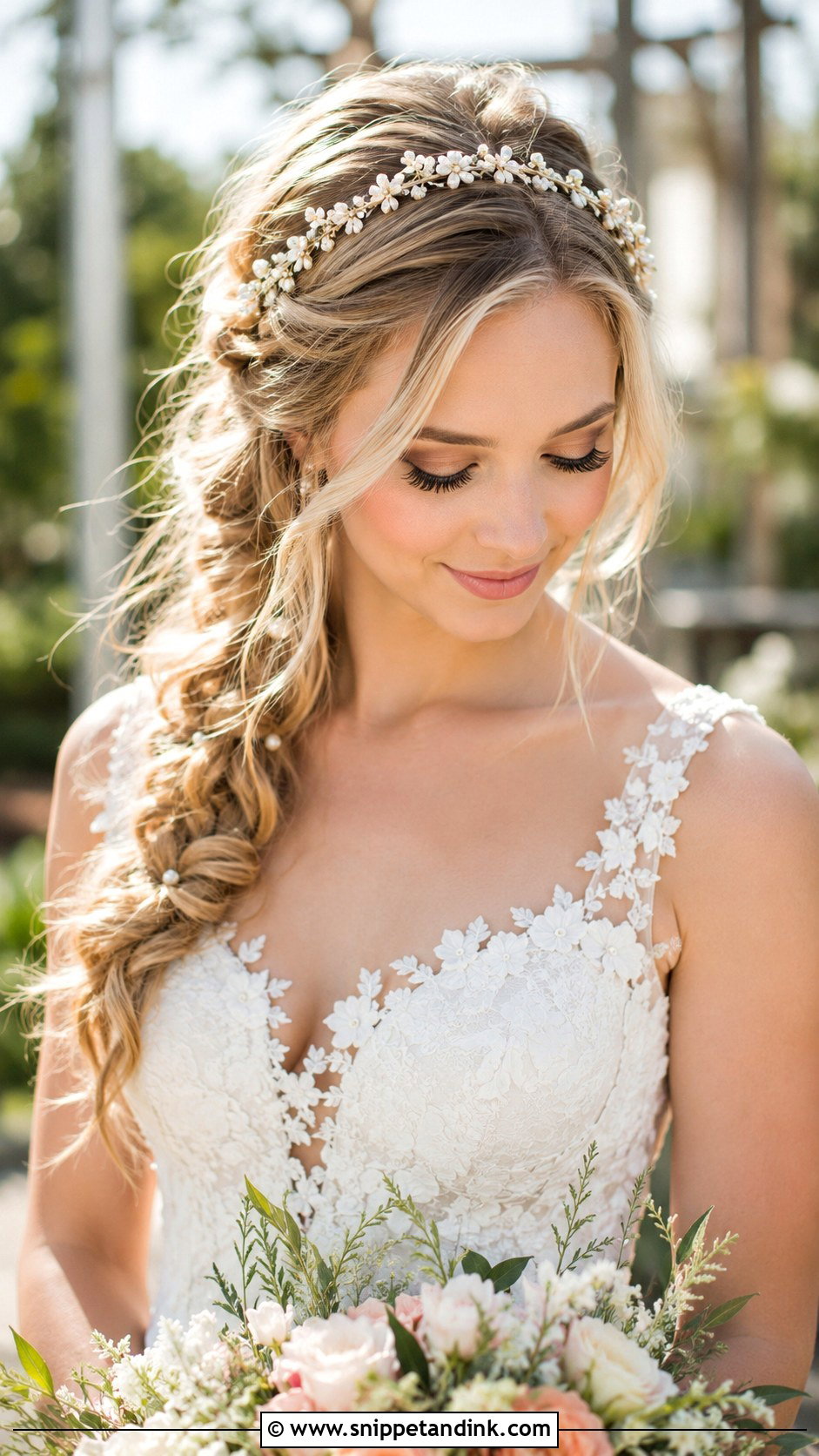 Bridal Hair Crown With Side Braid - Snippet and Ink - 20 Bridal Hair Crown Ideas
