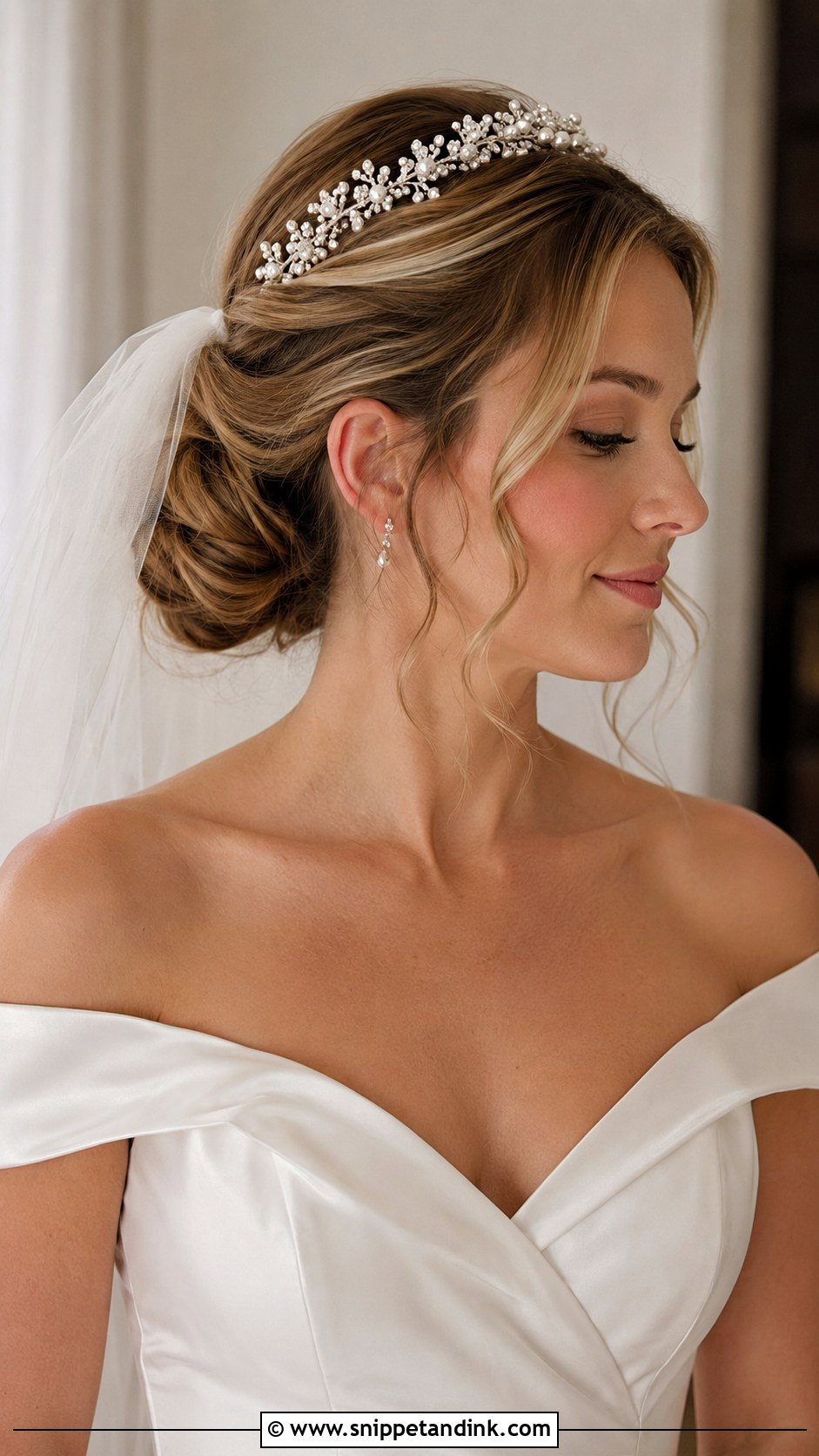 Bridal Hair Crown With Veil - Snippet and Ink - 20 Bridal Hair Crown Ideas