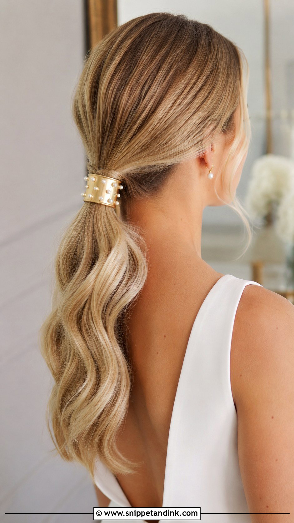 Bridal Hair Cuff With Low Ponytail - Snippet and Ink - 20 Bride Hair Jewelry Ideas