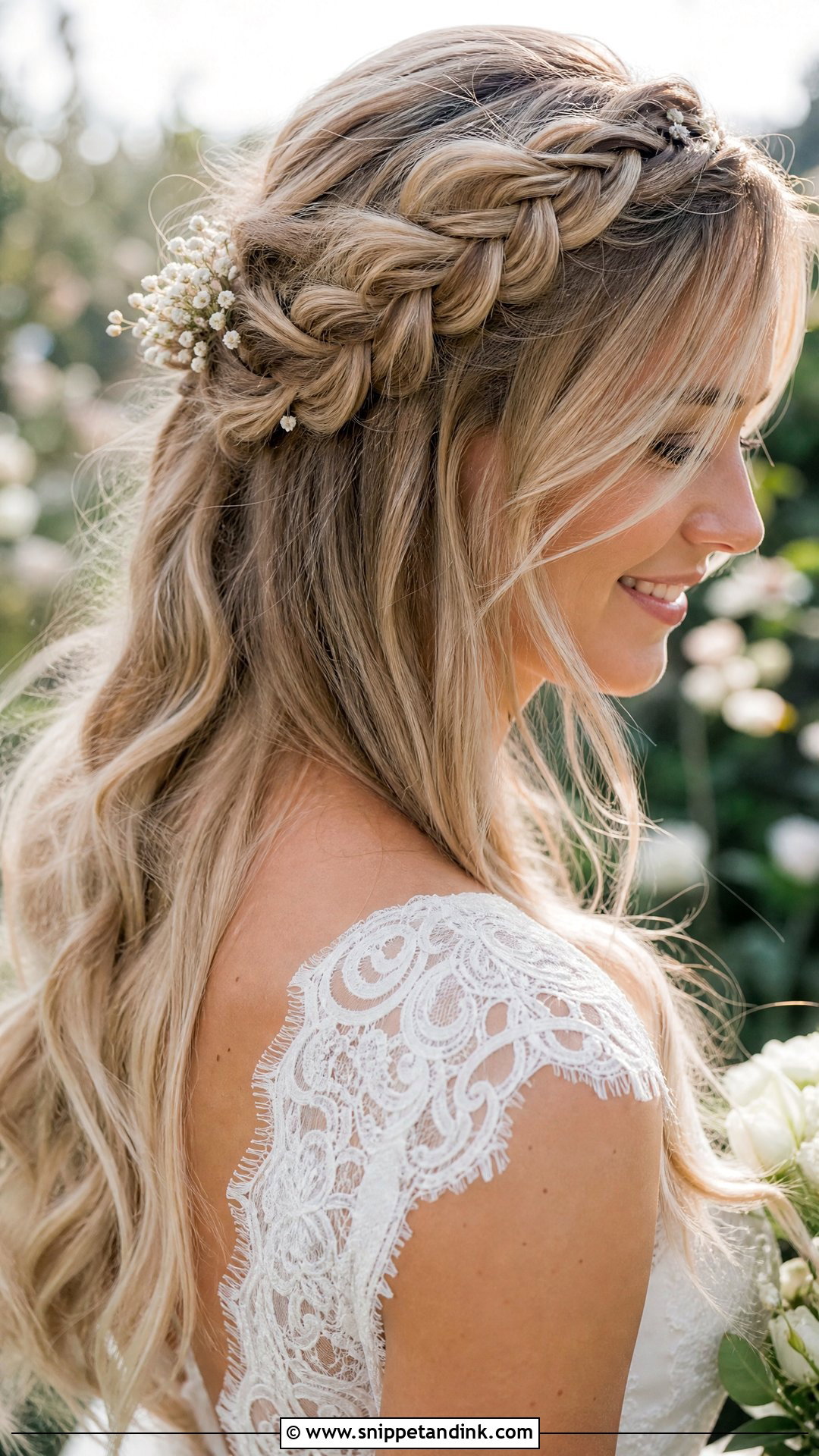 Bridal Hair Down Braided Crown - Snippet and Ink - 15 Bridal Hair Inspiration Down Ideas