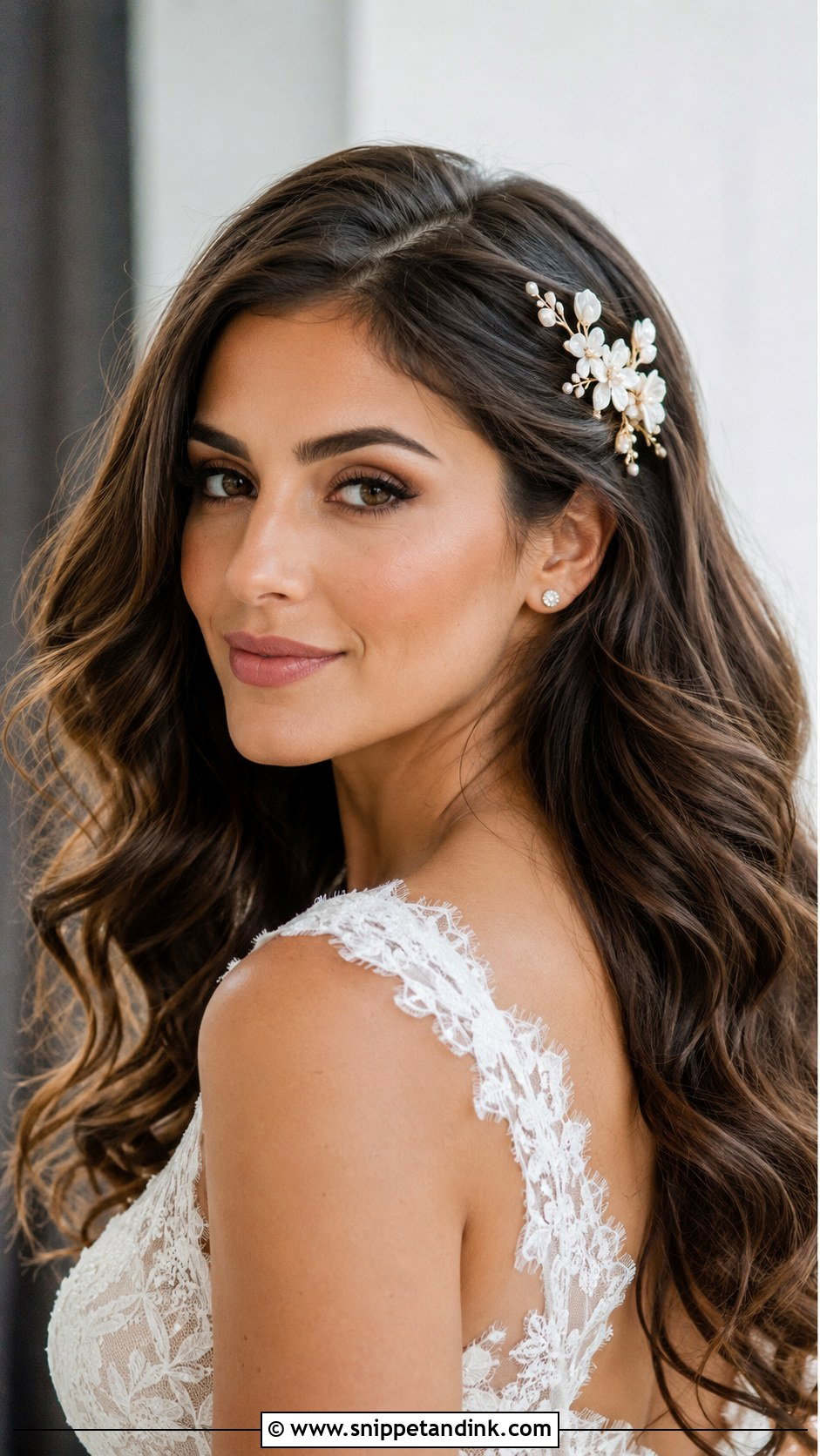 Bridal Hair Down Curls With Floral Comb - Snippet and Ink - 20 Bridal Hair Down Curls
