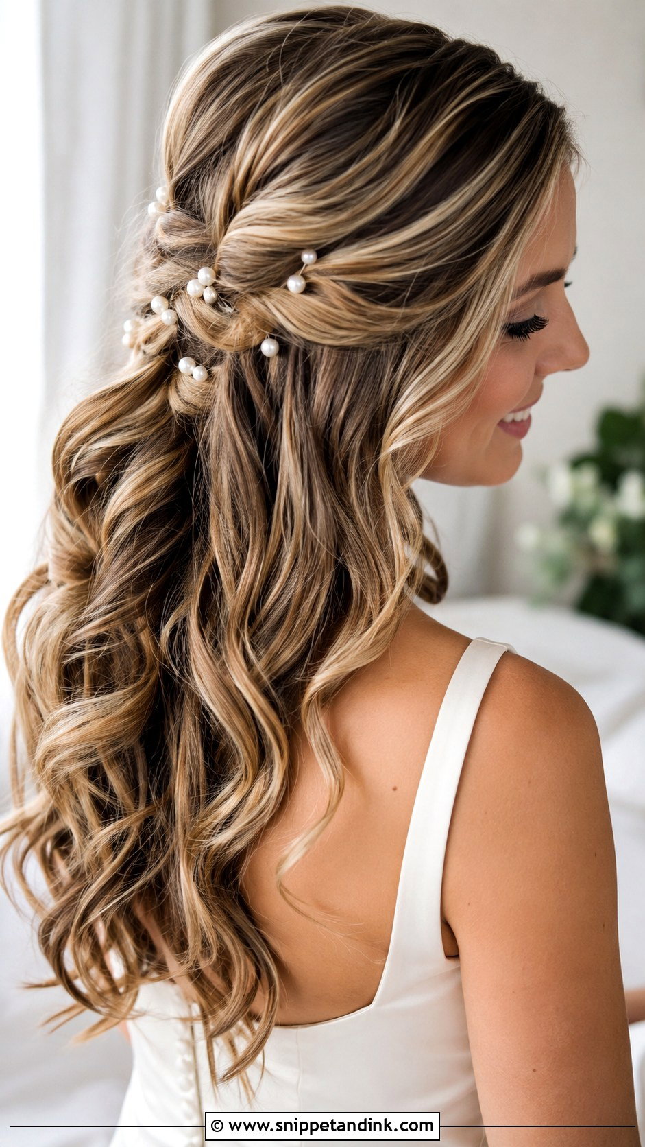 Bridal Hair Down Curls With Pearl Pins - Snippet and Ink - 20 Bridal Hair Down Curls