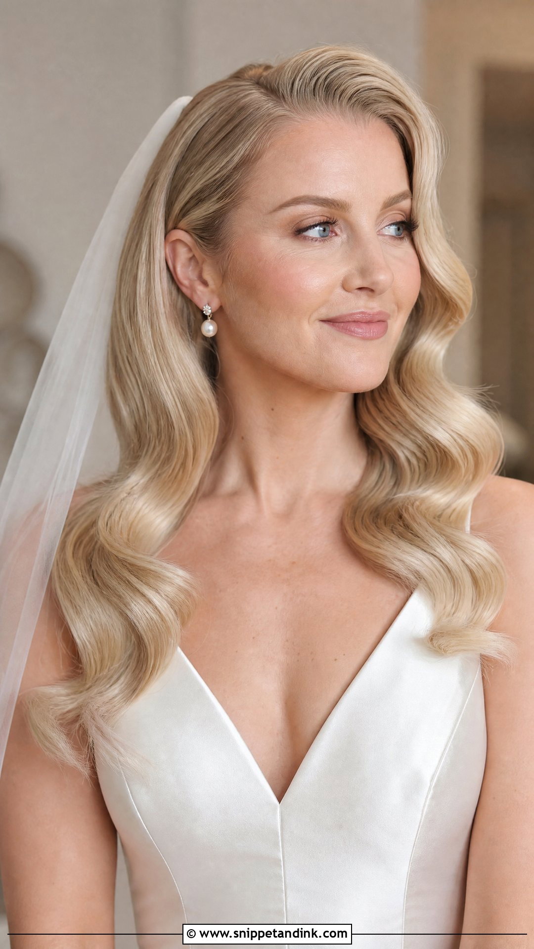 Bridal Hair Down Hollywood Waves - Snippet and Ink - 15 Glam Bridal Hair Down Ideas