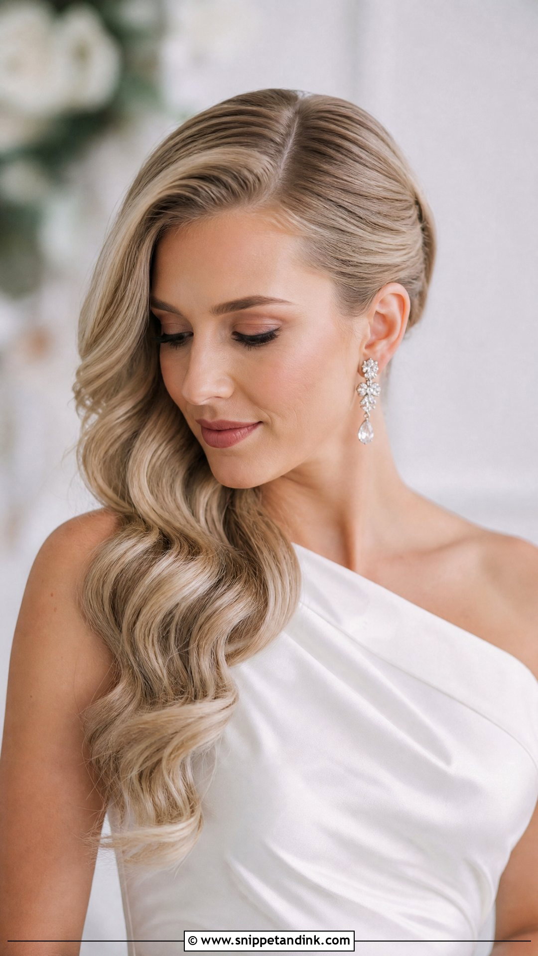 Bridal Hair Down Side Swept - Snippet and Ink - 15 Glam Bridal Hair Down Ideas