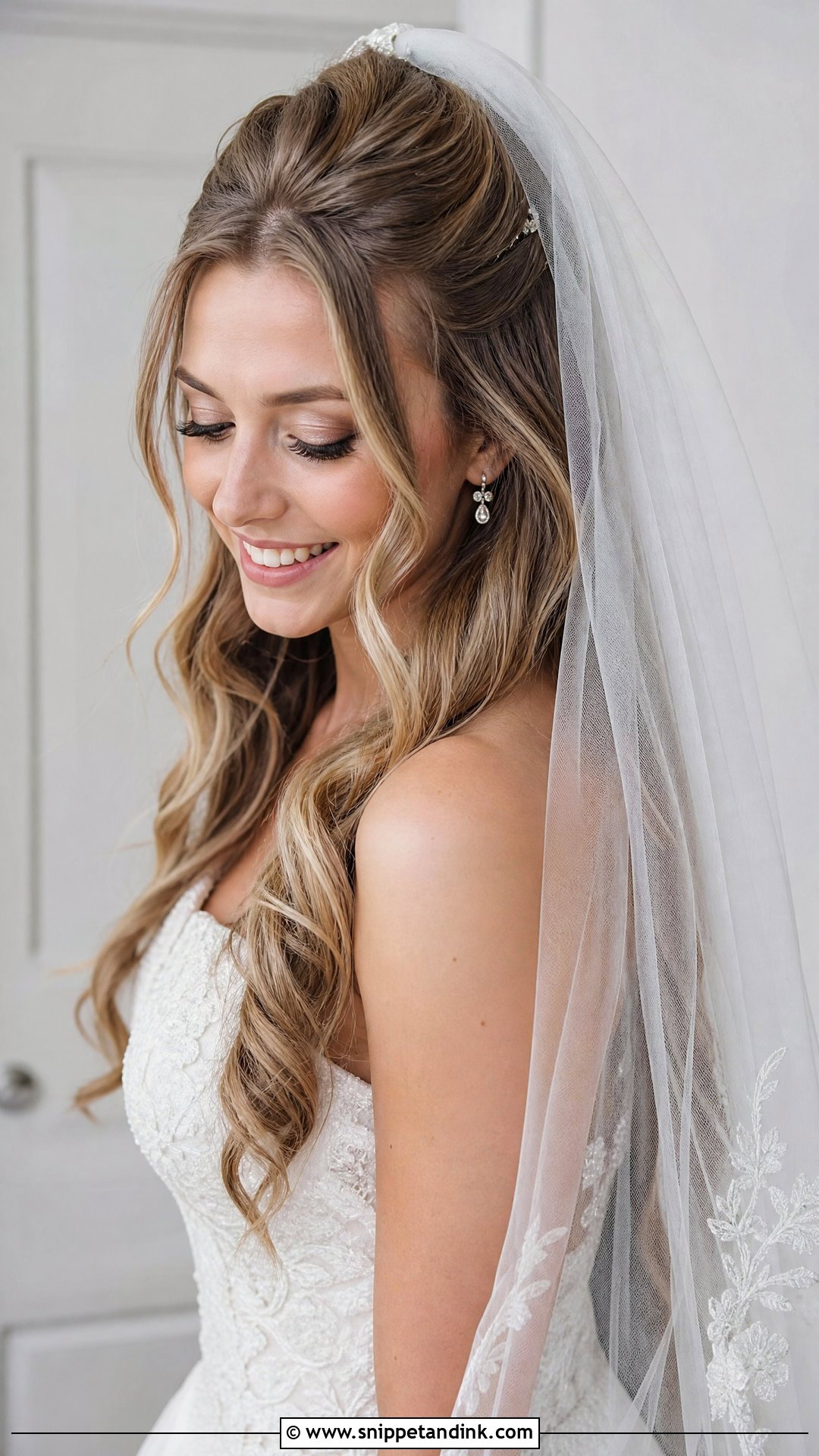 Bridal Hair Down With A Veil - Snippet and Ink - 15 Bridal Hair Out Ideas