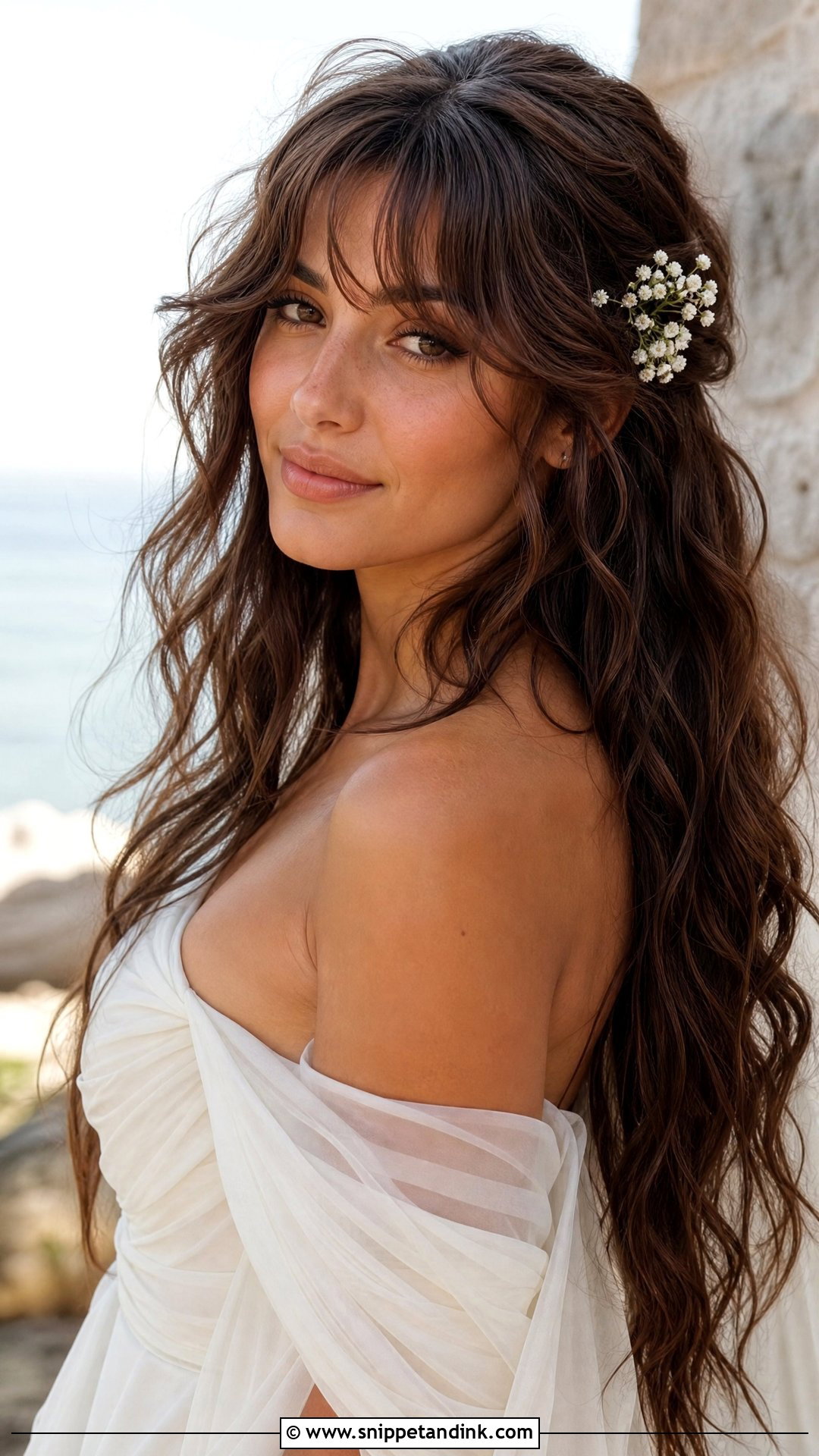 Bridal Hair Down With Bangs And Flowers - Snippet and Ink - 15 Bridal Hair Down with Bangs Ideas