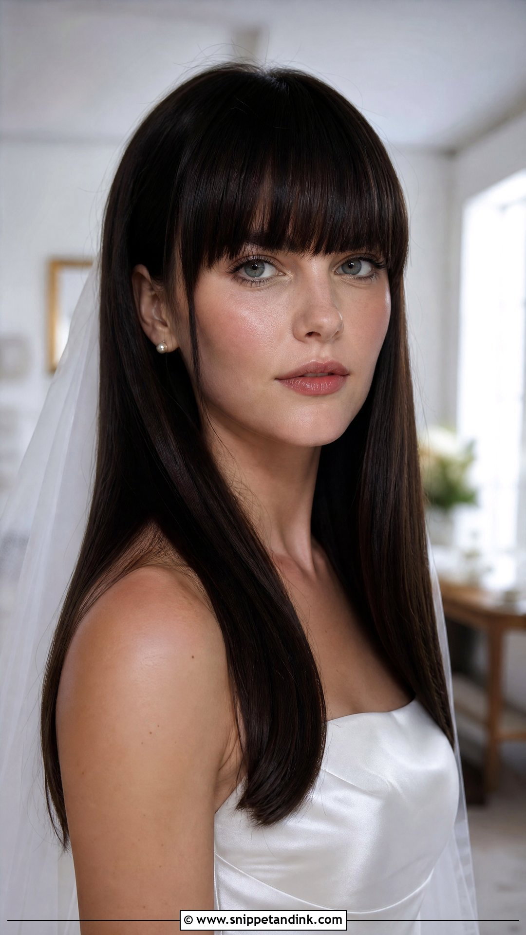 Bridal Hair Down With Blunt Bangs - Snippet and Ink - 15 Bridal Hair Down with Bangs Ideas