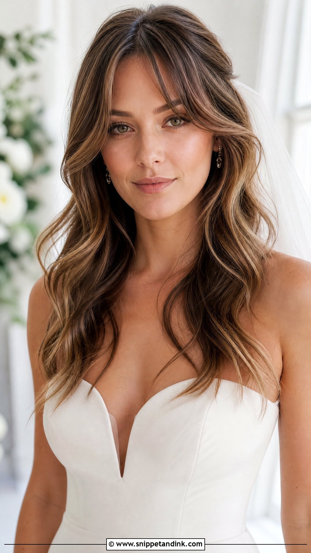 Bridal Hair Down With Bottleneck Bangs - Snippet and Ink - 15 Bridal Hair Down with Bangs Ideas