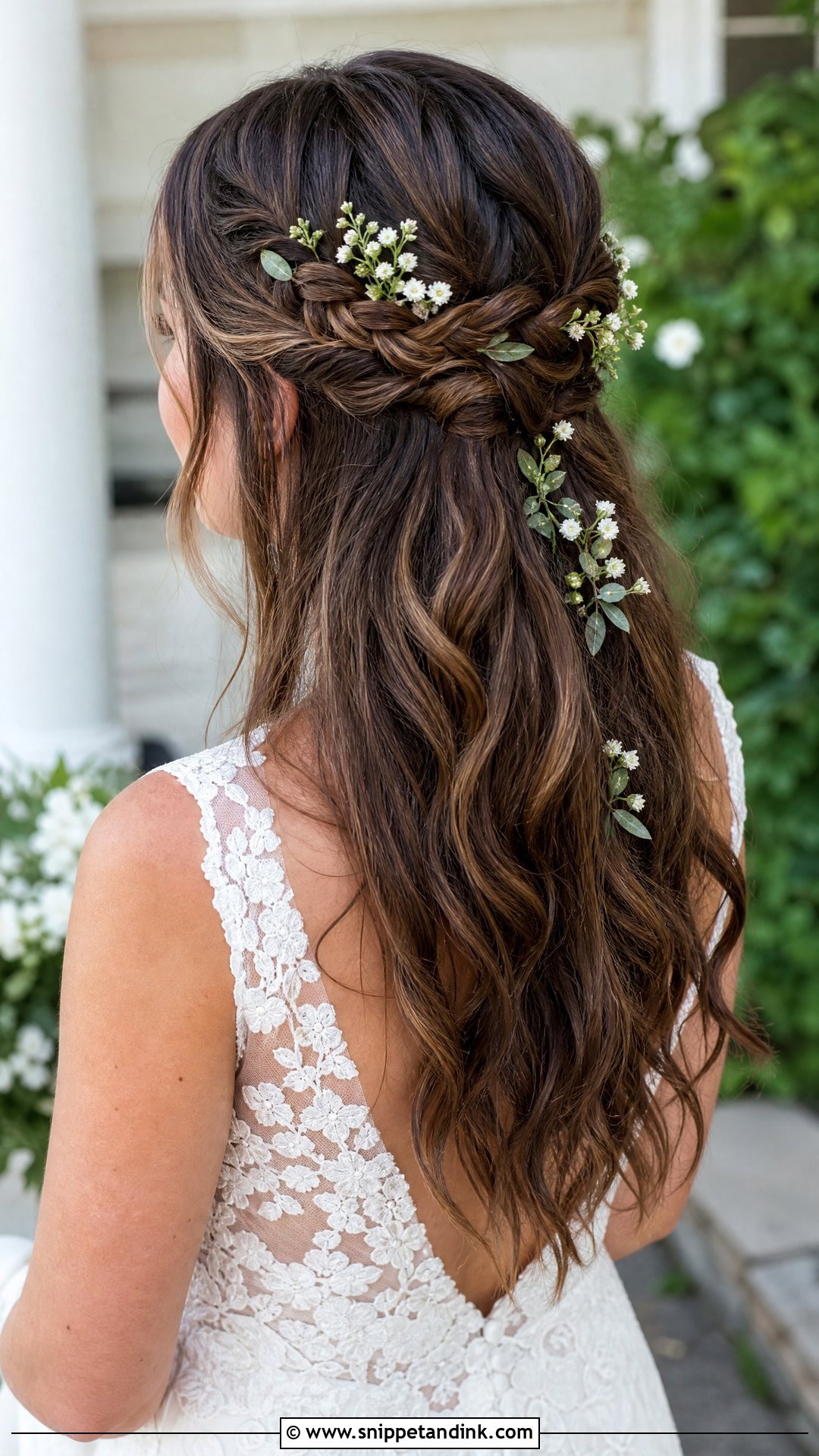 Bridal Hair Down With Braid And Flowers - Snippet and Ink - 15 Bridal Hair Down with Braid Ideas