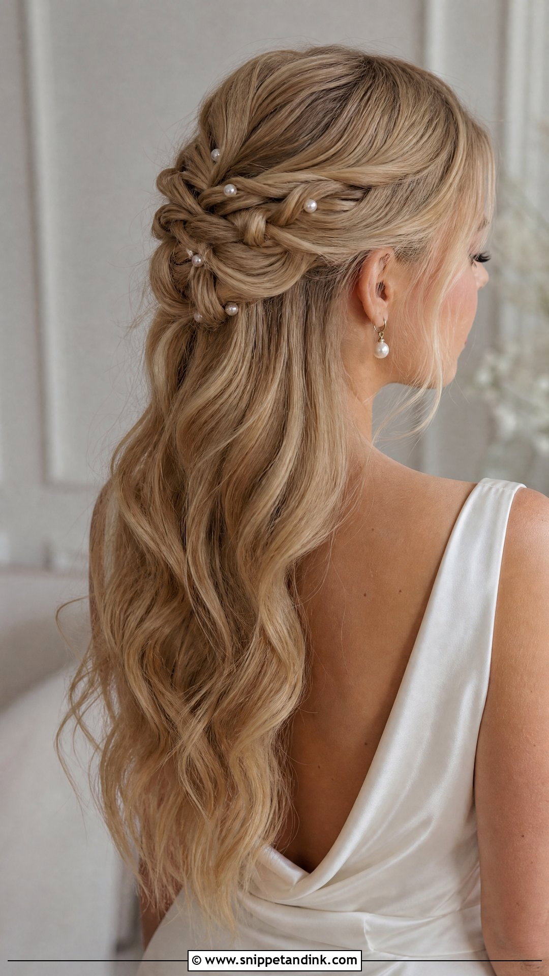 Bridal Hair Down With Braid And Pearls - Snippet and Ink - 15 Bridal Hair Down with Braid Ideas