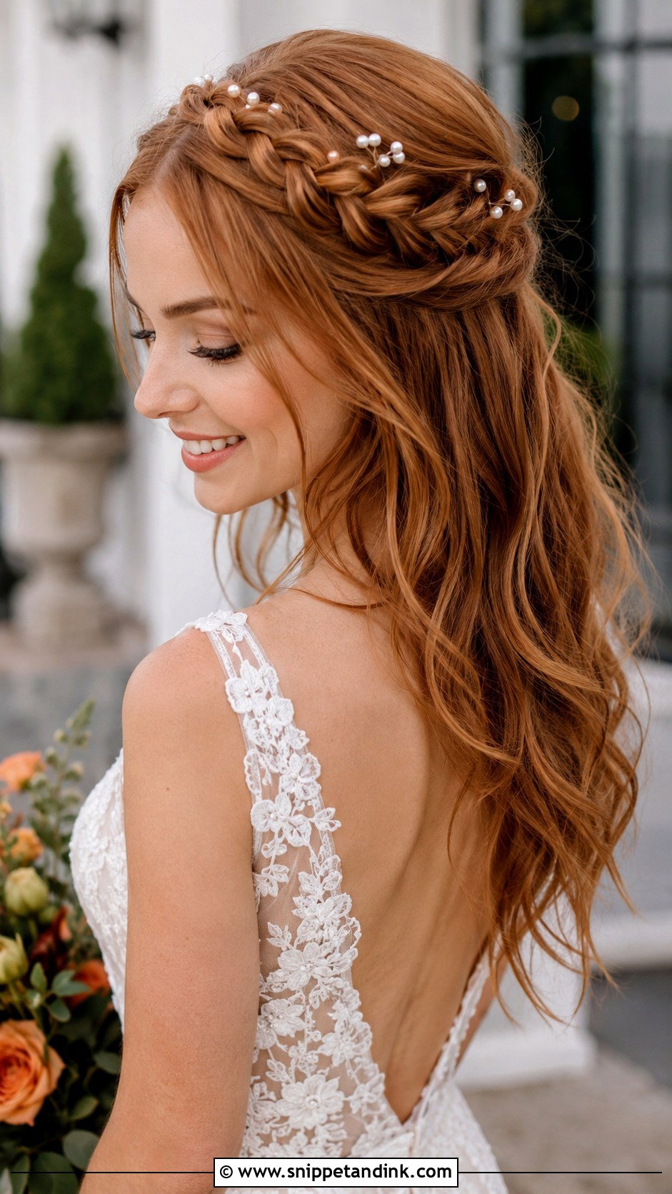 Bridal Hair Down With Braided Crown - Snippet and Ink - 15 Hair Down Bridal Hair Ideas