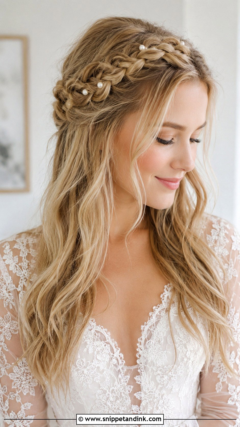 Bridal Hair Down With Braided Crown - Snippet and Ink - 20 Bridal Hairstyle Down Ideas