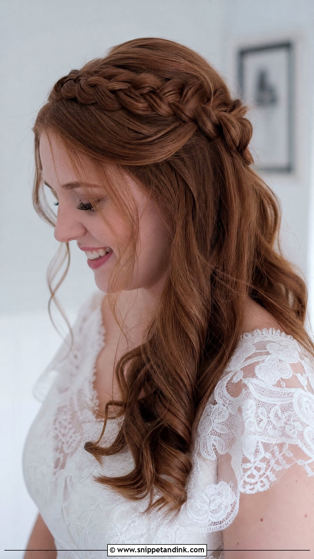 Bridal Hair Down With Crown Braid - Snippet and Ink - 15 Bridal Hair Down with Braid Ideas