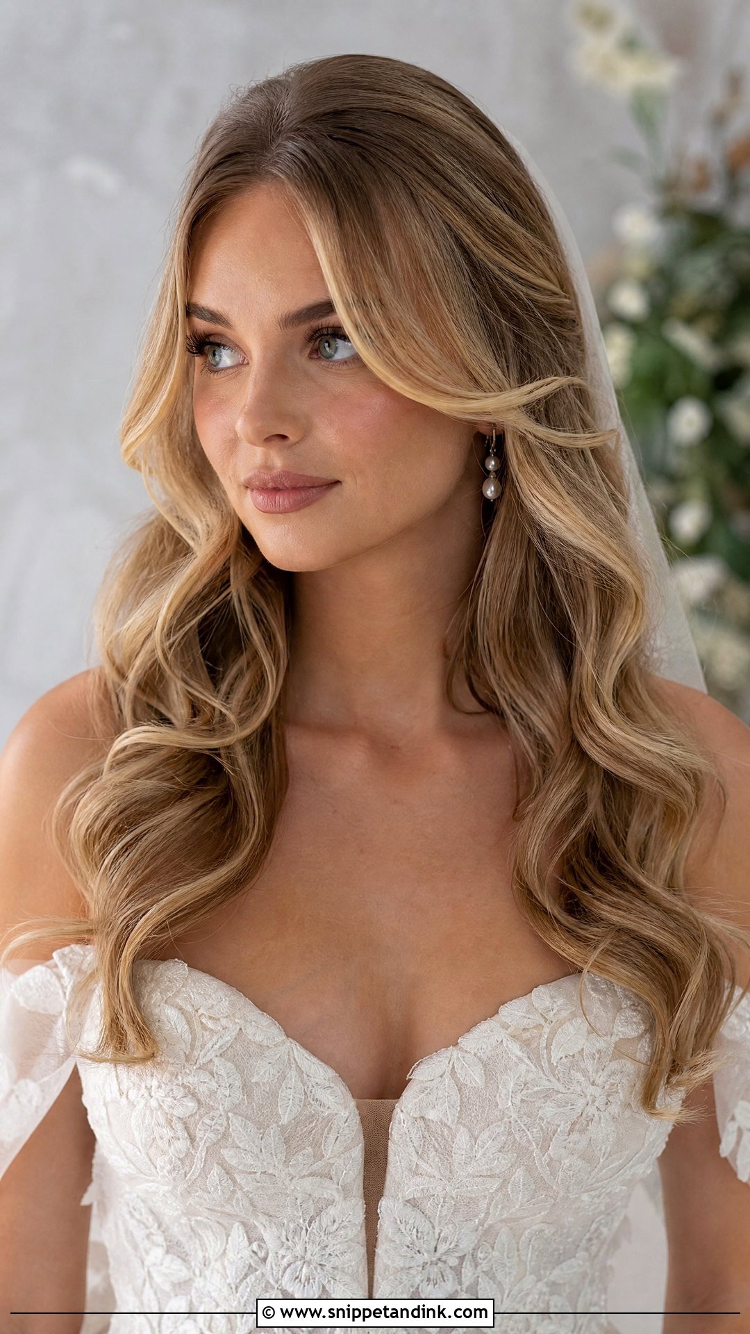 Bridal Hair Down With Curtain Bangs - Snippet and Ink - 15 Glam Bridal Hair Down Ideas