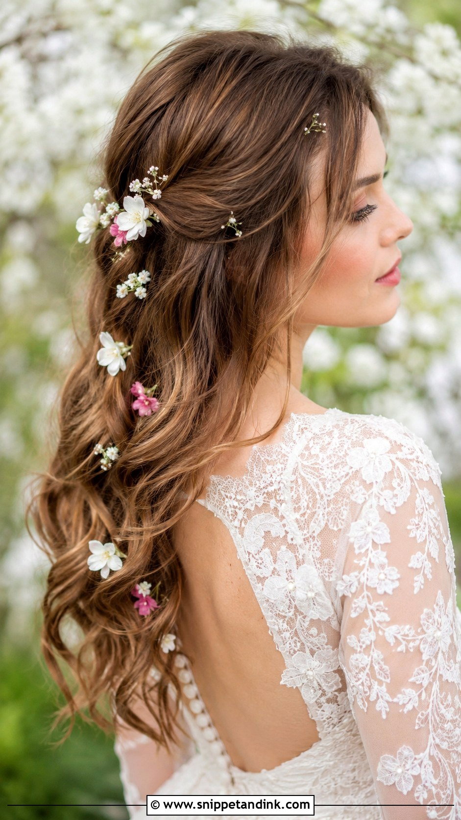 Bridal Hair Down With Floral Pins - Snippet and Ink - 25 Bridal Hairstyles Down