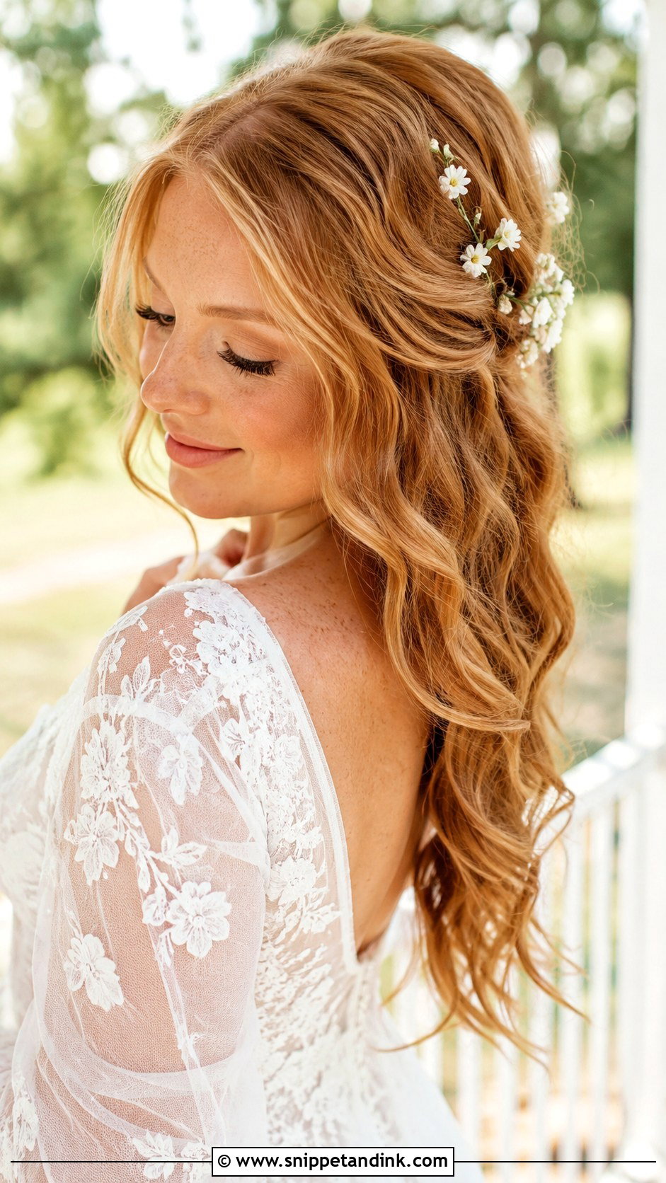 Bridal Hair Down With Floral Pins - Snippet and Ink - 20 Bridal Hairstyle Down Ideas