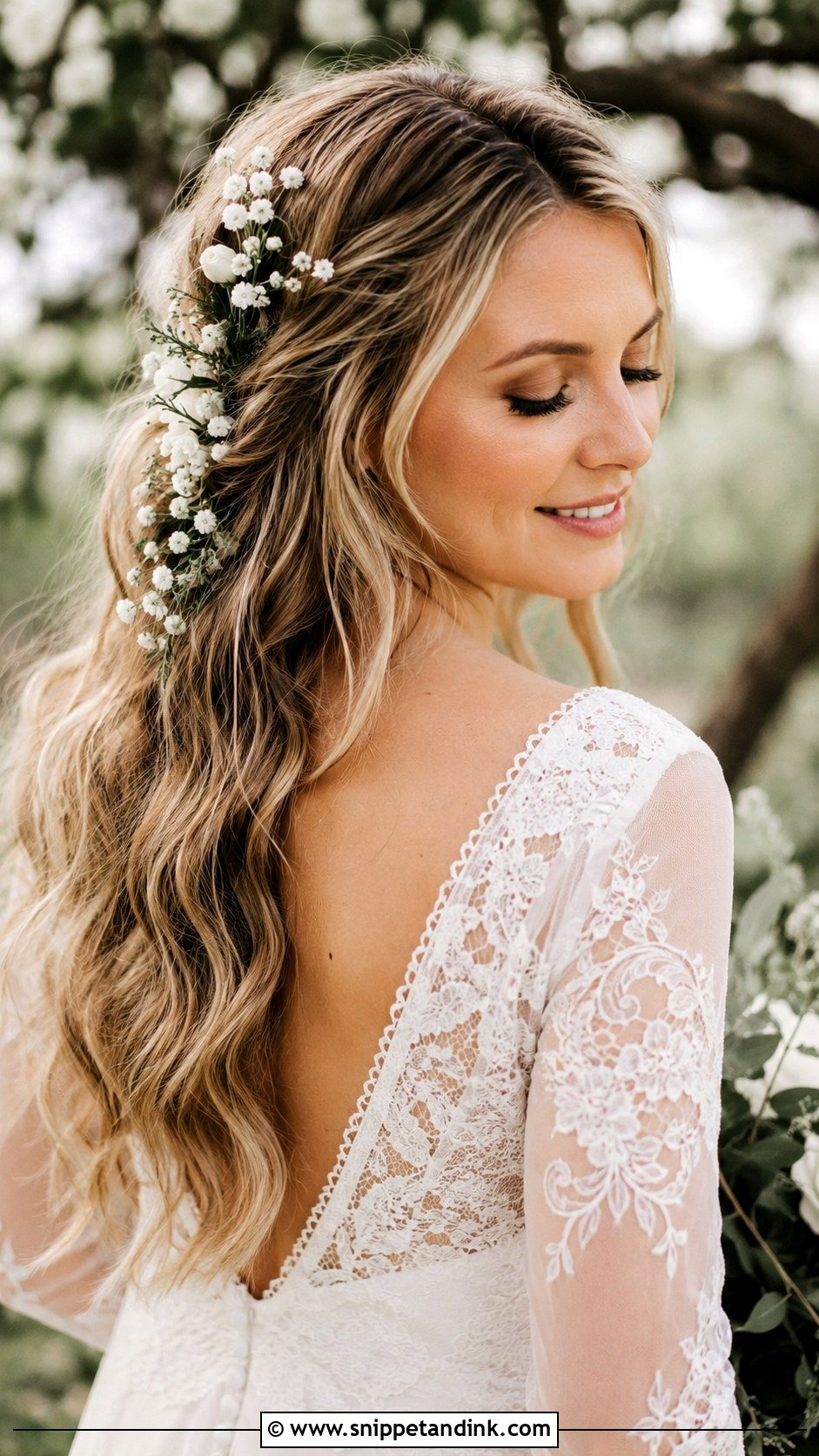 Bridal Hair Down With Fresh Flowers - Snippet and Ink - 20 Bride Wedding Hair Down Ideas