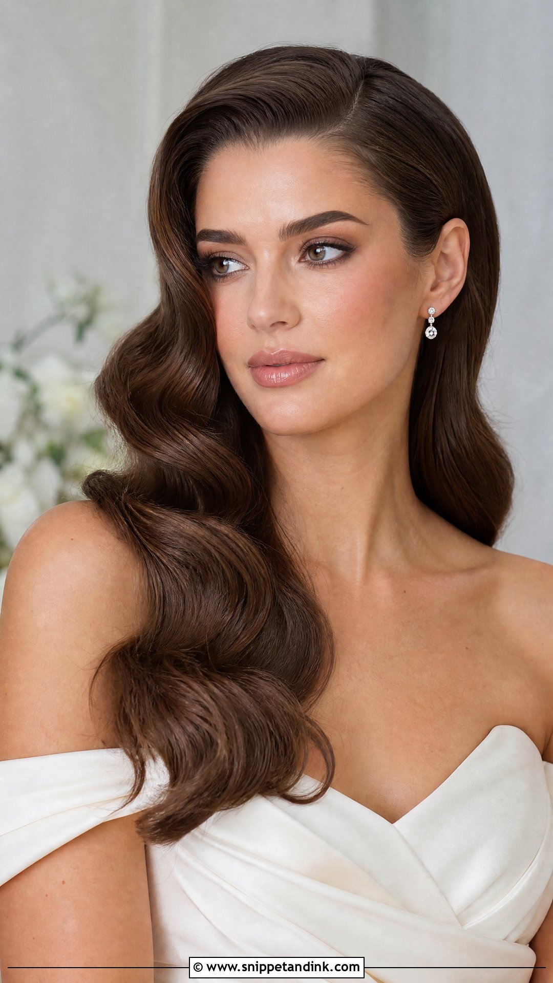Bridal Hair Down With Hollywood Waves - Snippet and Ink - 15 Elegant Bridal Hair Down Ideas