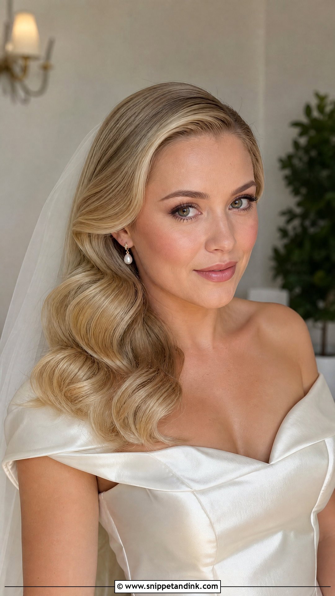 Bridal Hair Down With Hollywood Waves - Snippet and Ink - 20 Modern Bridal Hair Down Ideas
