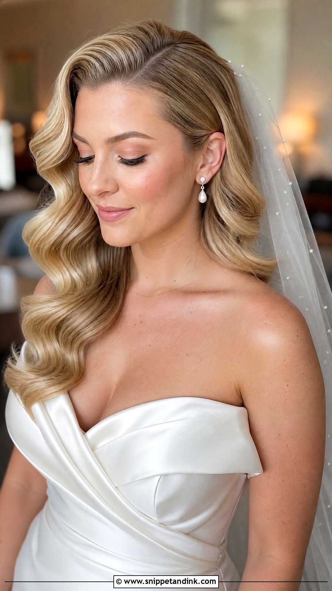 Bridal Hair Down With Hollywood Waves - Snippet and Ink - 15 Bridal Hair Out Ideas